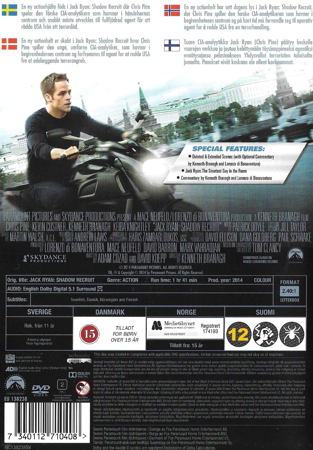 Jack Ryan Shadow Recruit (2014) DVD