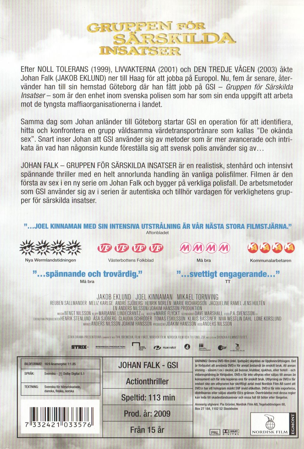 Johan Falk Gruppen För Särskilda Insatser (2009) DVD