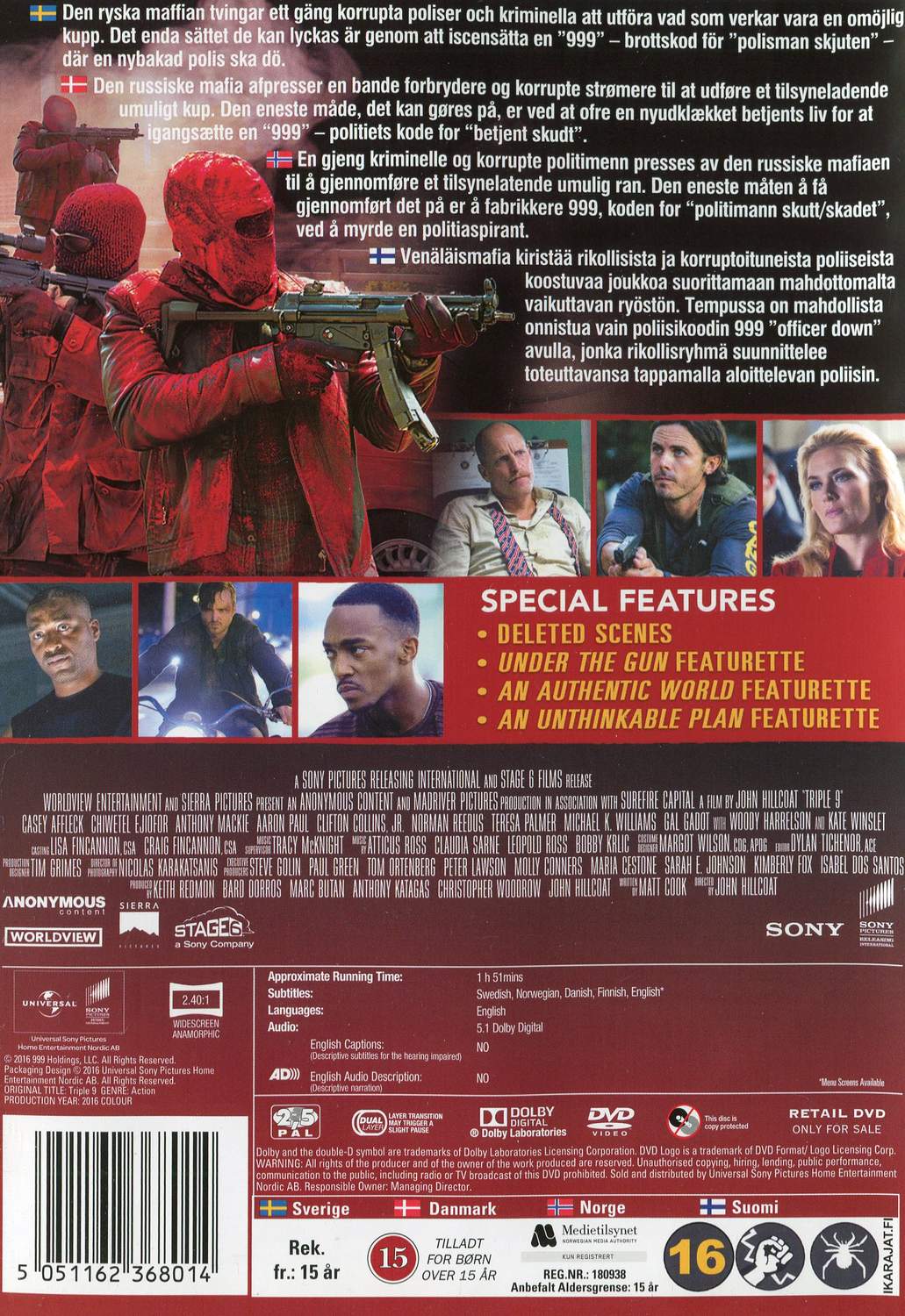 Triple 9 (2016) DVD