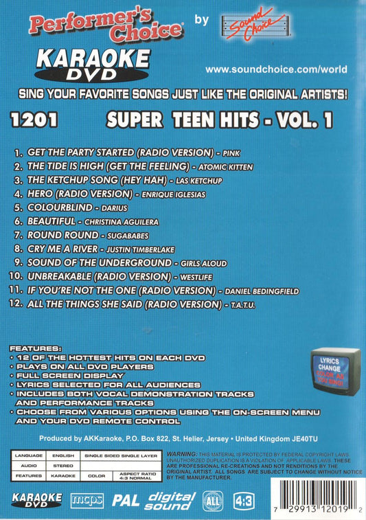 Performer's Choice Karaoke Super Teen Hits Vol.1 DVD