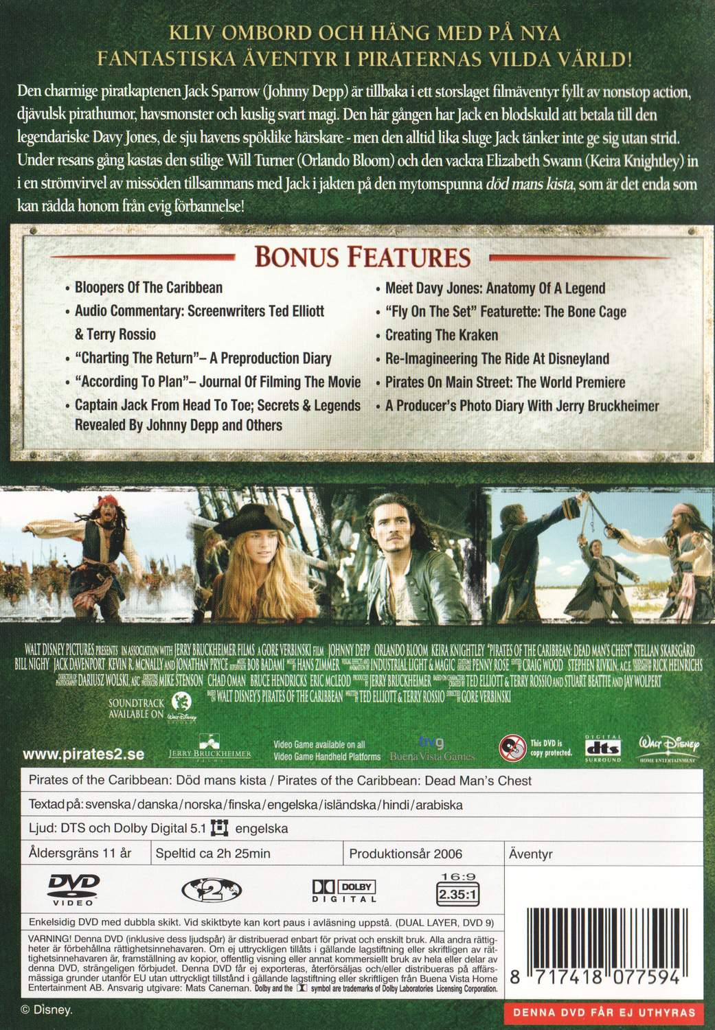 Pirates of the Caribbean Dead Man's Chest (2006) DVD, Special Edition