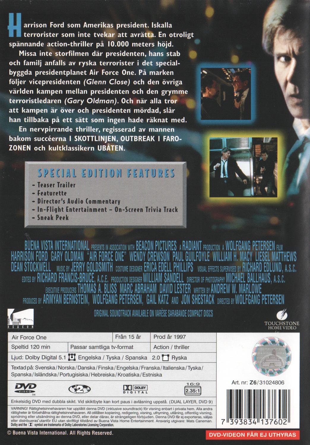 Air Force One (1997) DVD, Special Edition