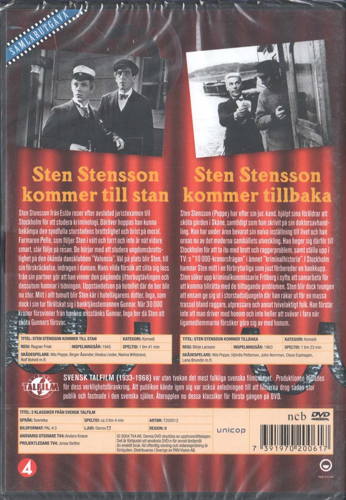 Sten Stensson Kommer Till Stan & Sten Stensson Kommer Tillbaka (1945) DVD