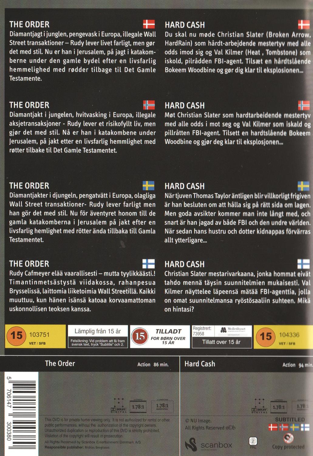 The Order & Hard Cash DVD