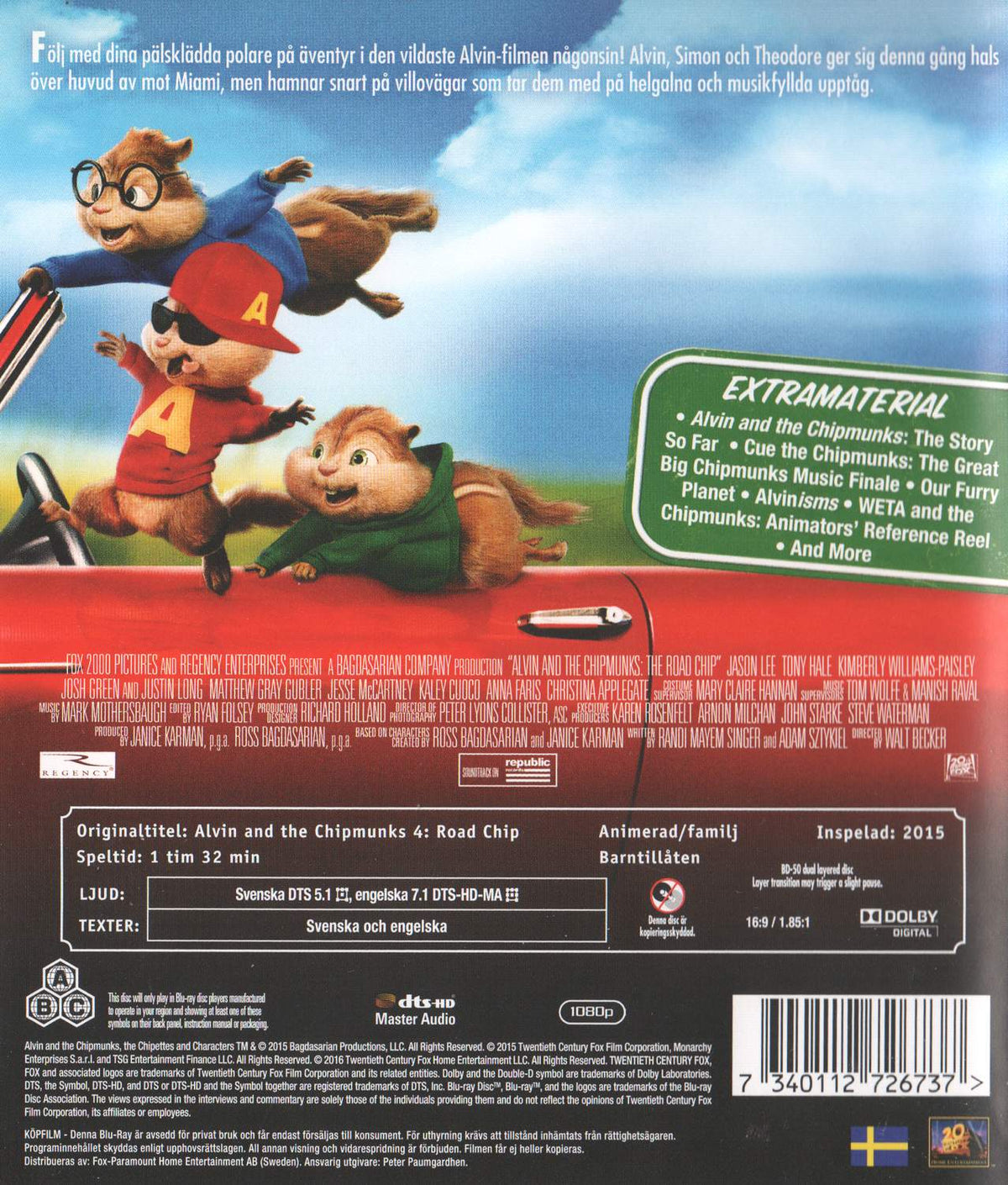 Alvin and the Chipmunks 4 Road Chip (2015) Blu-ray