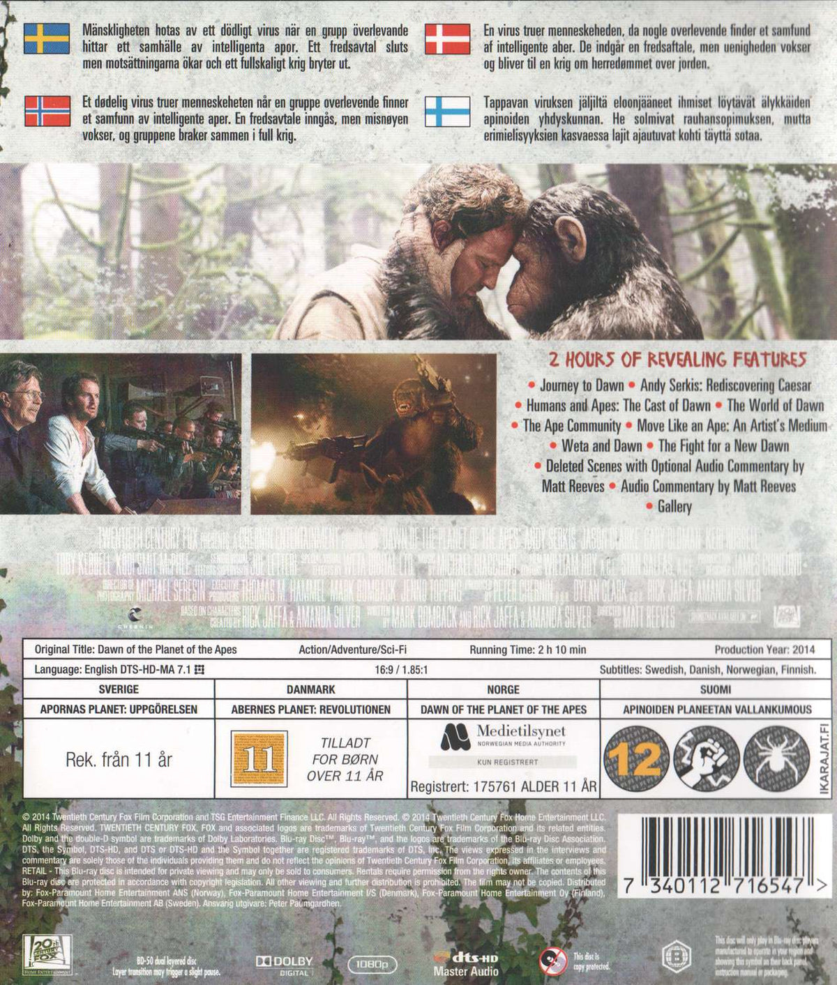 Dawn of the Planet of the Apes (2014) Blu-ray
