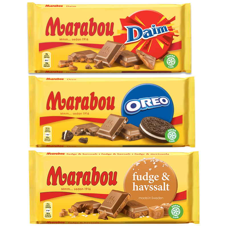 Marabou Milk Chocolate Bar Many Flavors 185-200 gram Made in Sweden