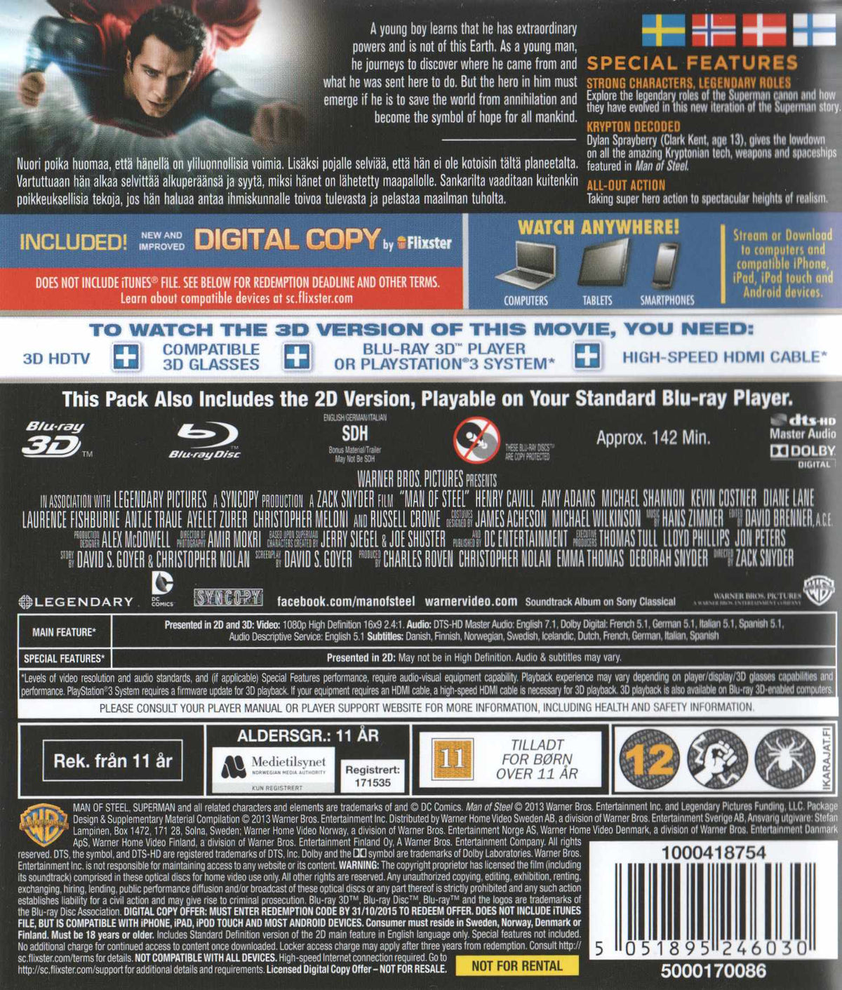 Man of Steel 3D (2013) Blu-ray