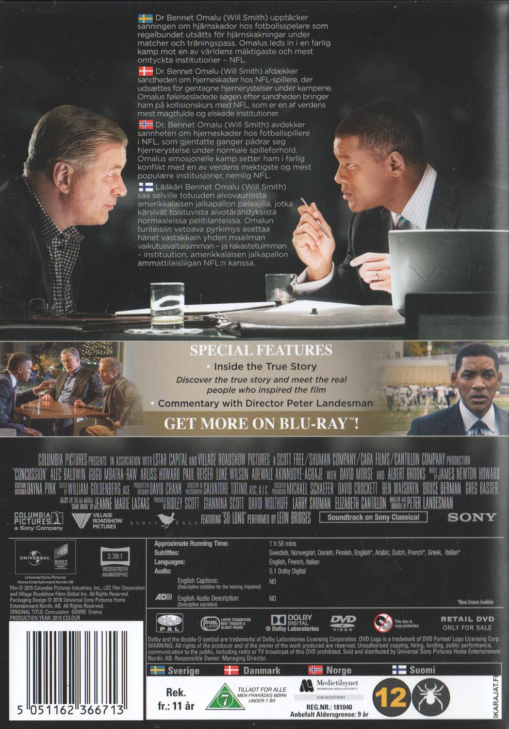 Concussion (2015) DVD