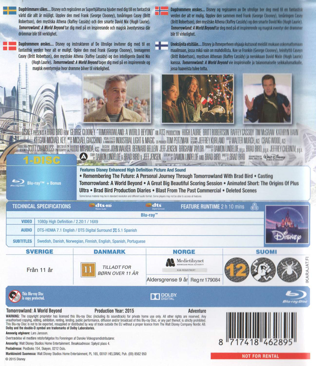 Tomorrowland A World Beyond (2015) Blu-ray