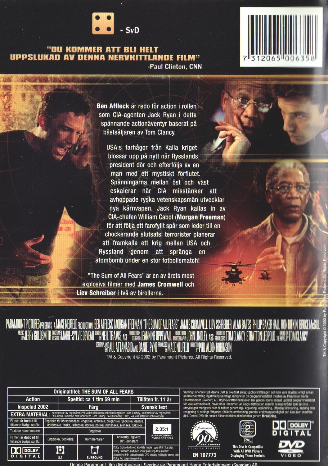 The Sum of all Fears (2002) DVD
