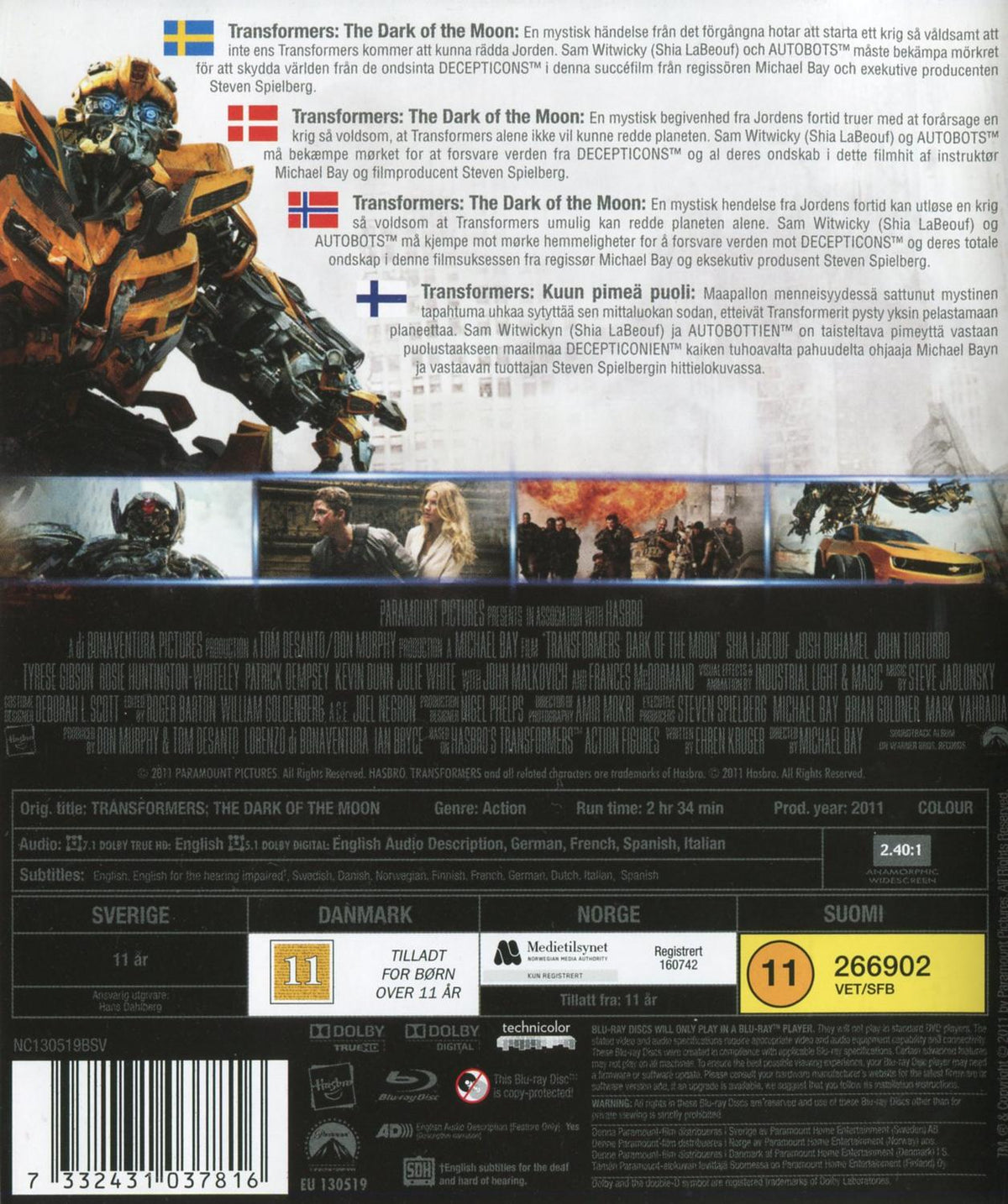 Transformers Dark of the Moon (2011) Blu-ray