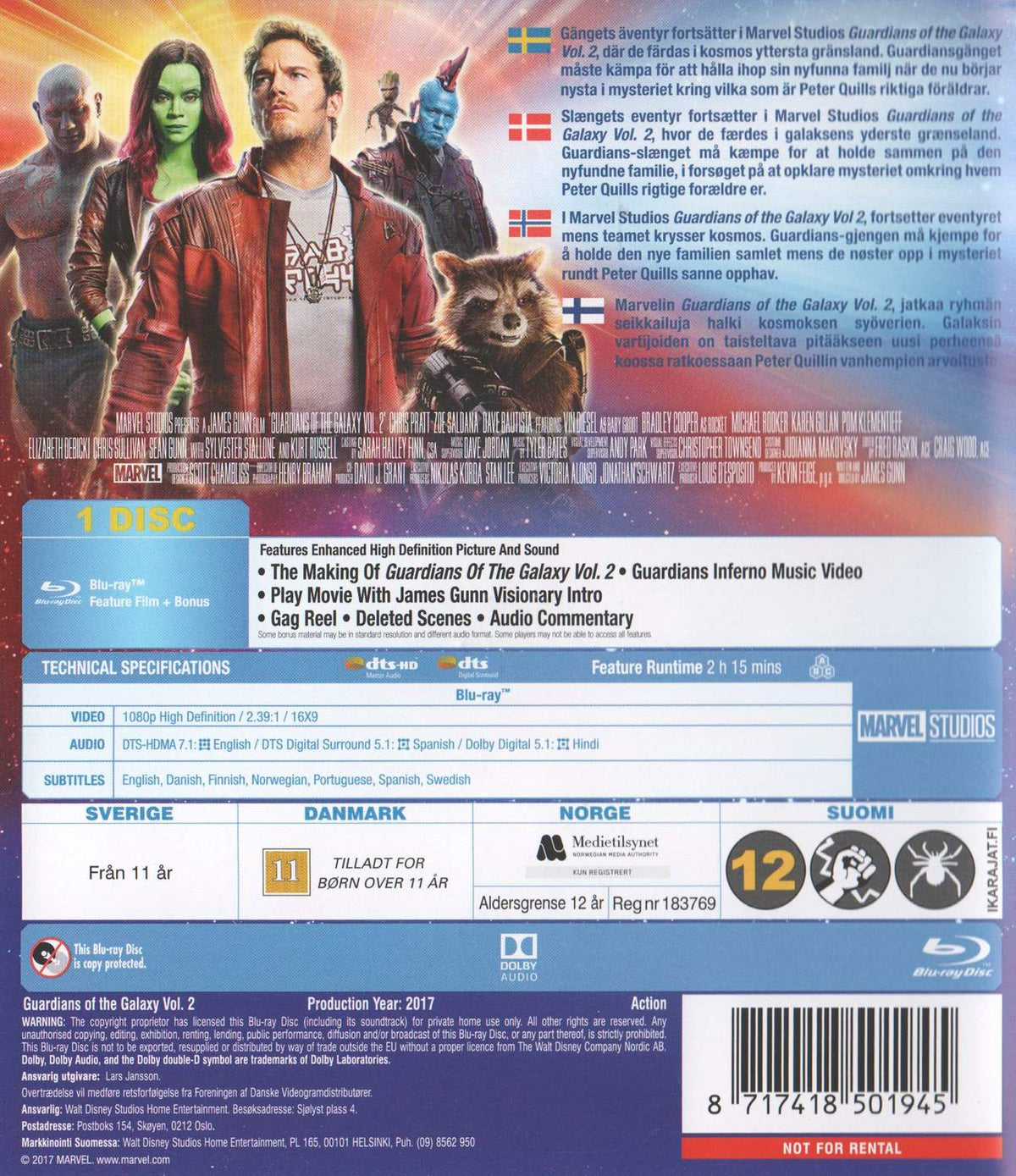 Guardians of the Galaxy Vol. 2 (2017) Blu-ray