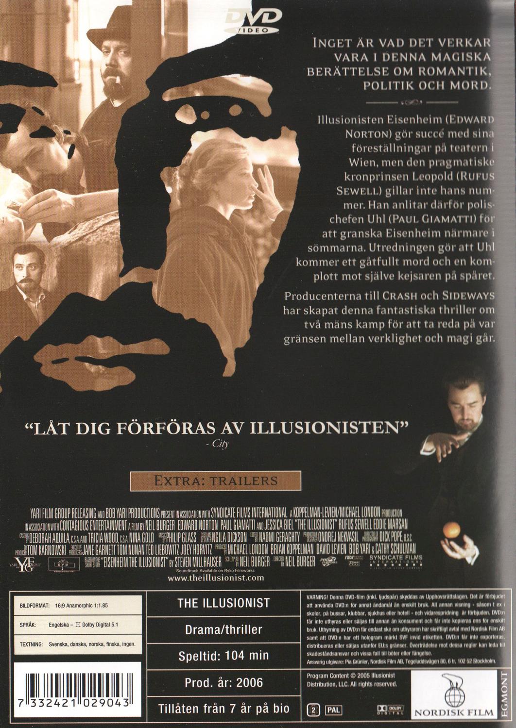 The Illusionist (2006) DVD