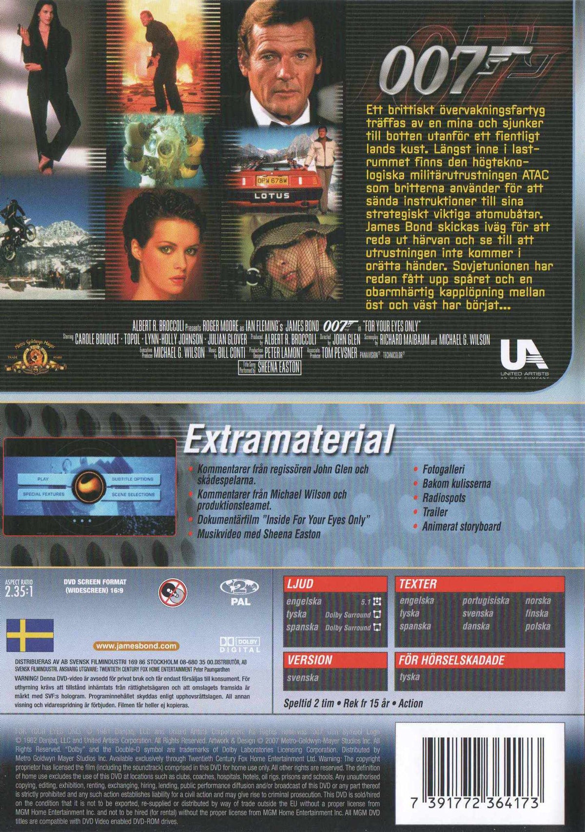 For Your Eyes Only (1981) DVD, Special 007 Edition