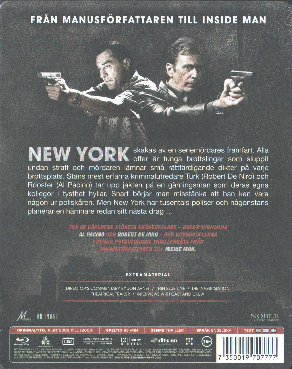 Righteous Kill (2008) Blu-ray, Steelbook