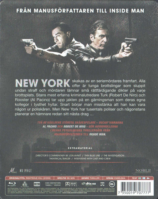 Righteous Kill (2008) Blu-ray, Steelbook