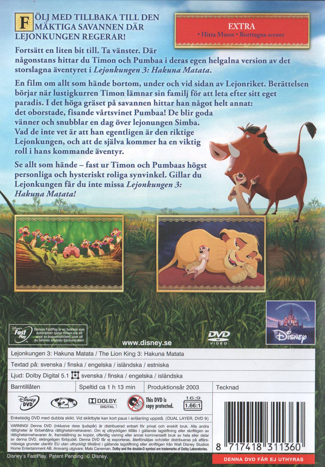 The Lion King 3 Hakuna Matata (2003) DVD, Special Edition