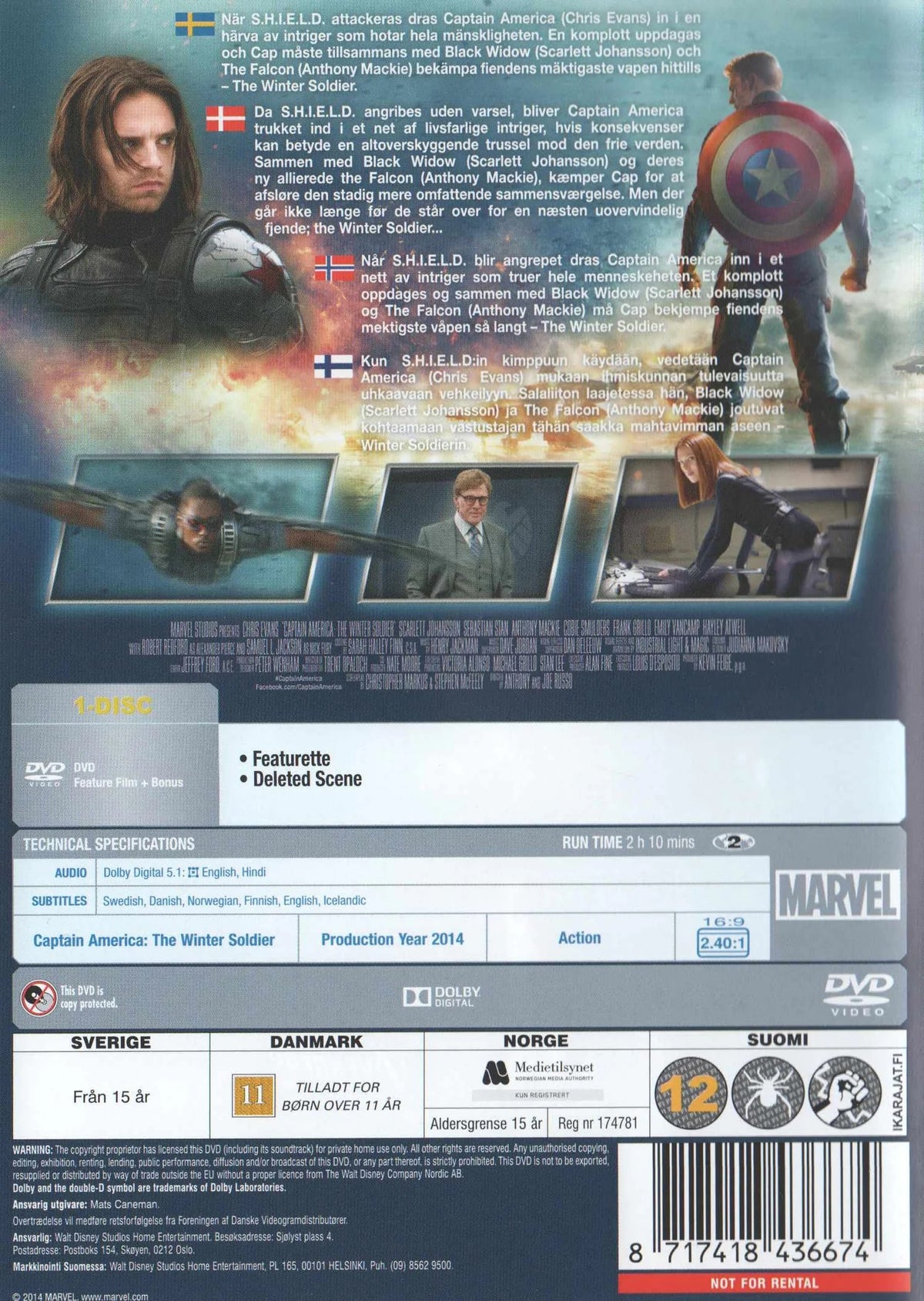Captain America The Winter Soldier (2014) DVD
