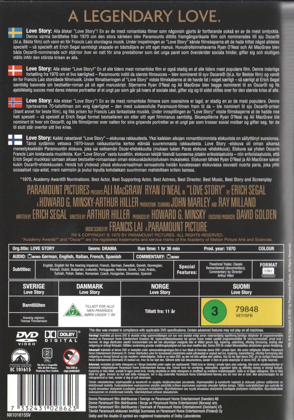 Love Story (1970) DVD