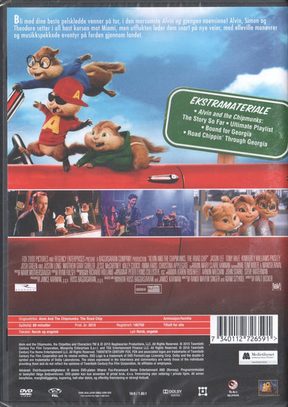 Alvin and the Chipmunks 4 Road Chip (2015) DVD, Norwegian Edition