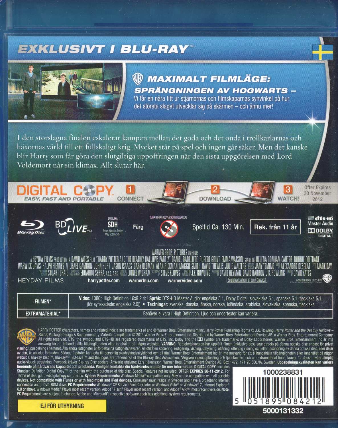 Harry Potter & The Deathly Hallows Part 2 (2011) Blu-ray