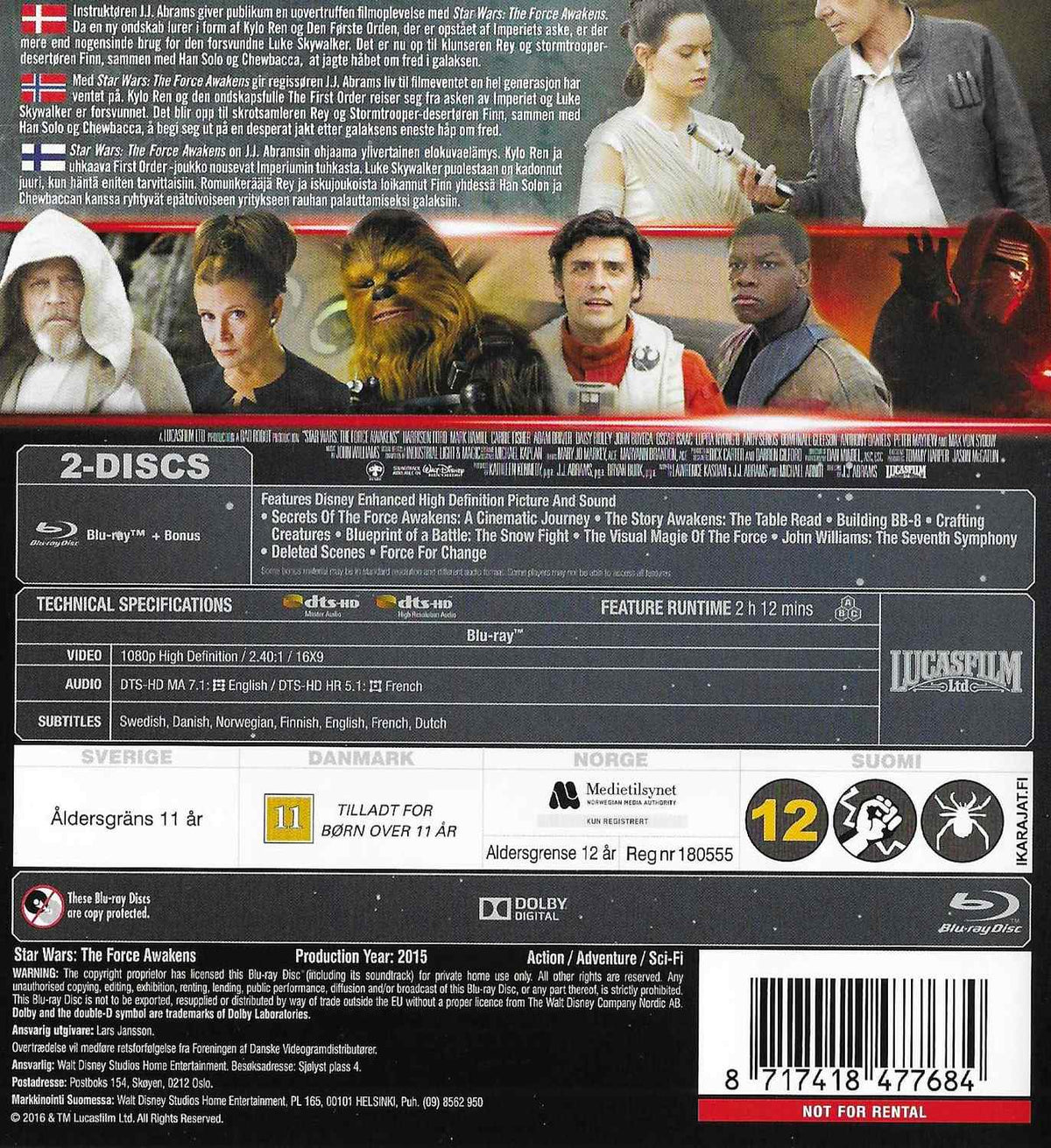 Star Wars The Force Awakens (2016) Blu-ray