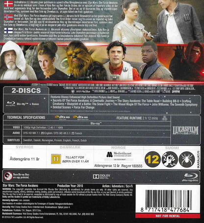 Star Wars The Force Awakens (2016) Blu-ray