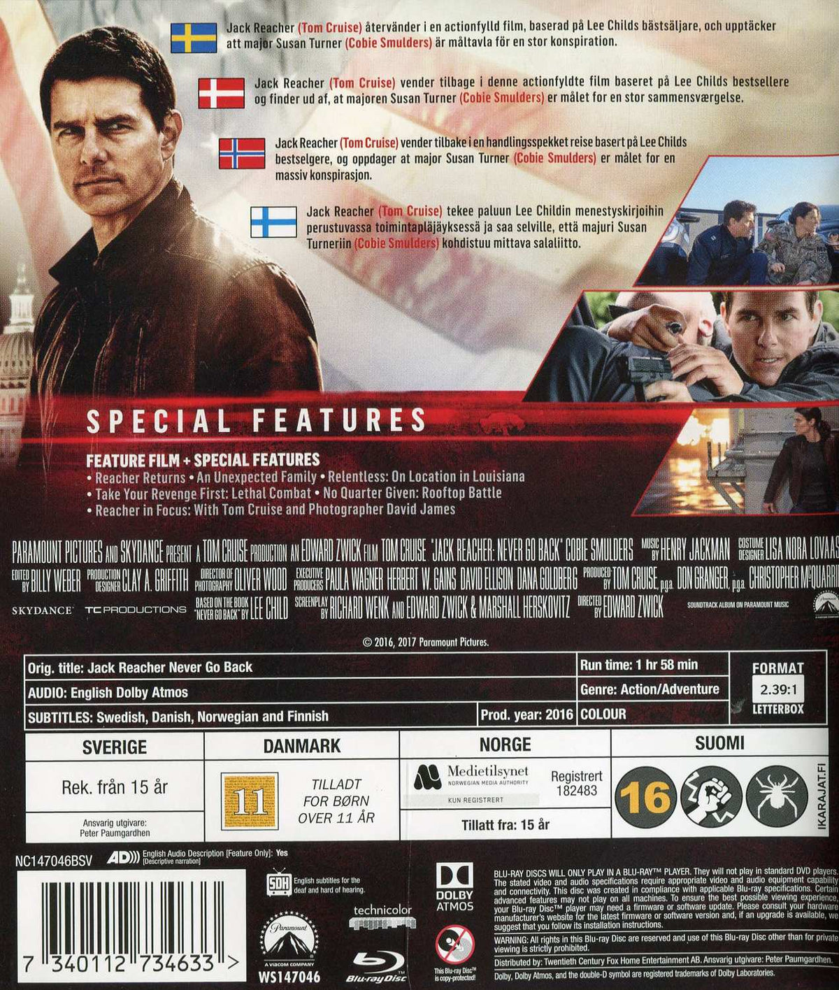 Jack Reacher Never Go Back (2016) Blu-ray