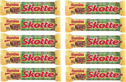 Marabou Skotte 10 x 50 gram Milk Chocolate Dark Nougat Chopped Nuts