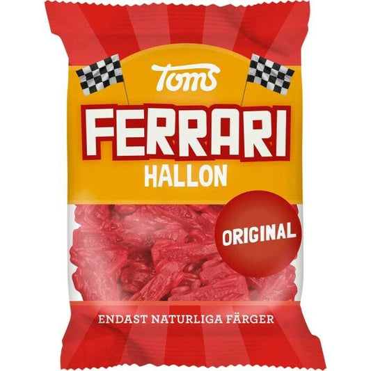 Toms Ferrari Hallon Raspberry Cars Original Candy 130 gram Made in Denmark
