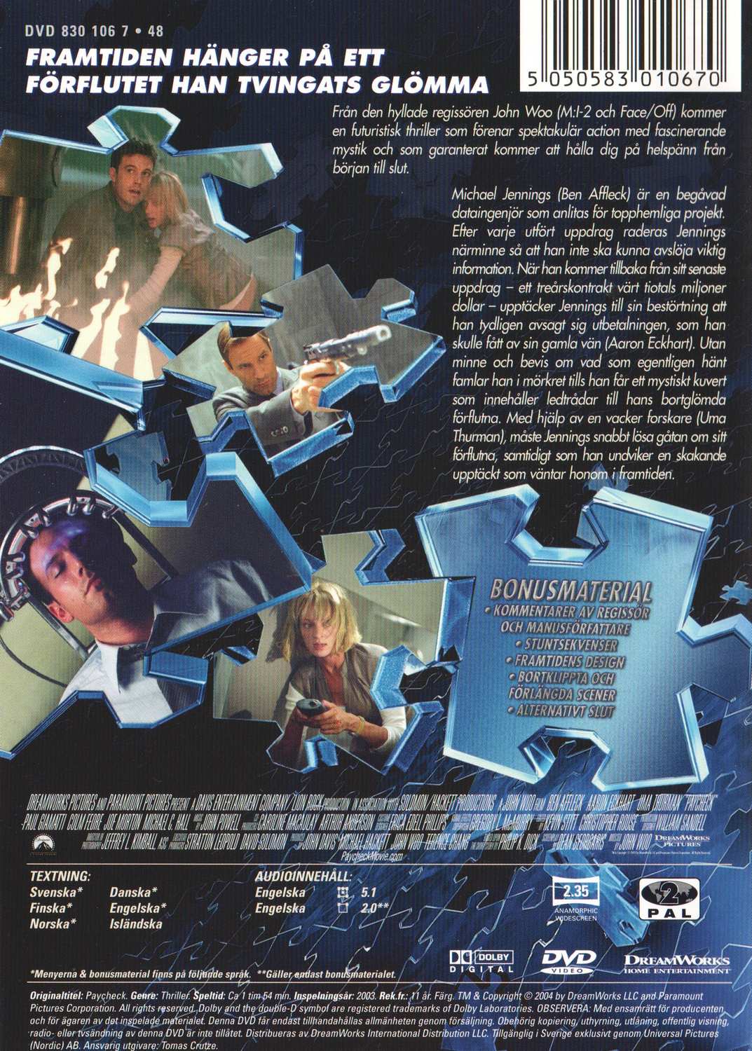 Paycheck (2003) DVD