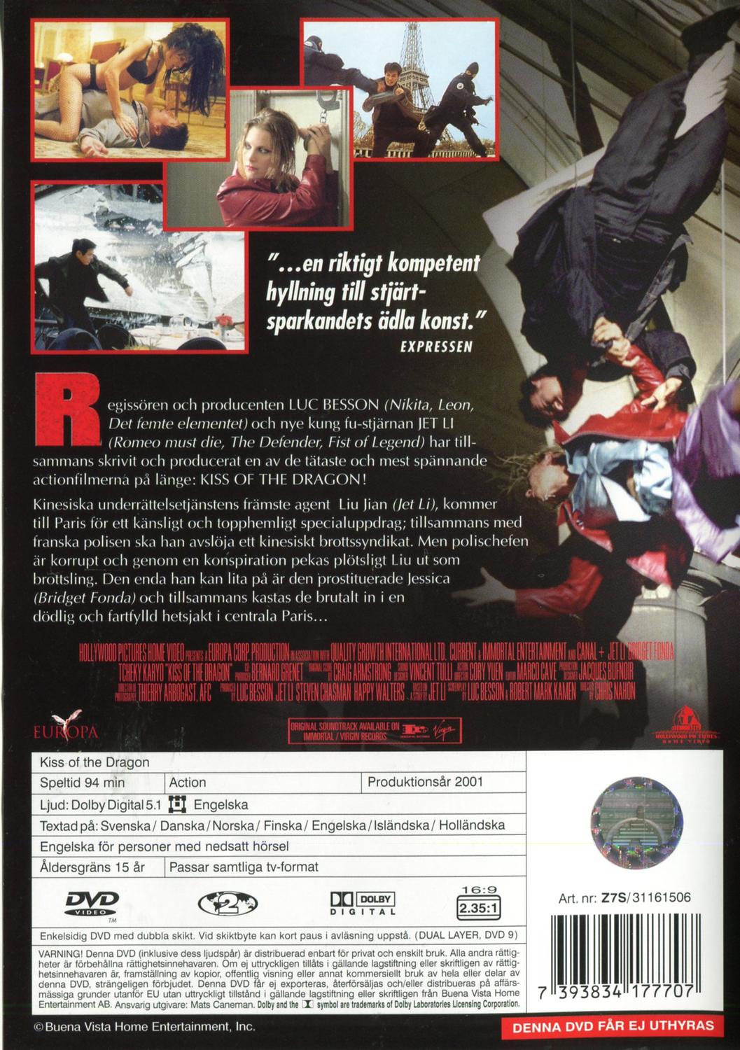 Kiss of the Dragon (2001) DVD