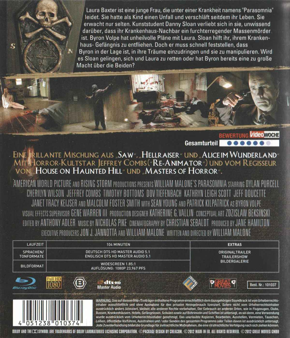 William Malone's Parasomnia (2008) Blu-ray