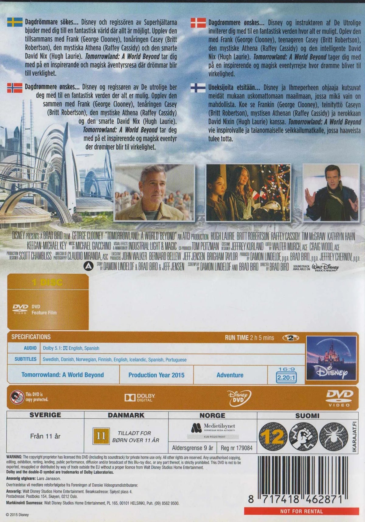 Tomorrowland A World Beyond (2015) DVD