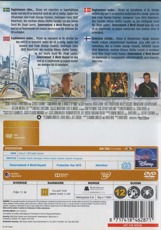 Tomorrowland A World Beyond (2015) DVD