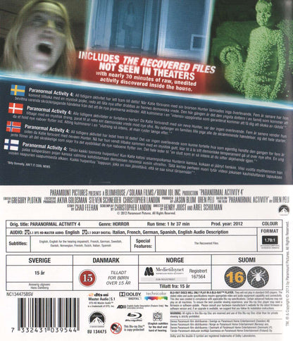 Paranormal Activity 4 (2012) Blu-ray