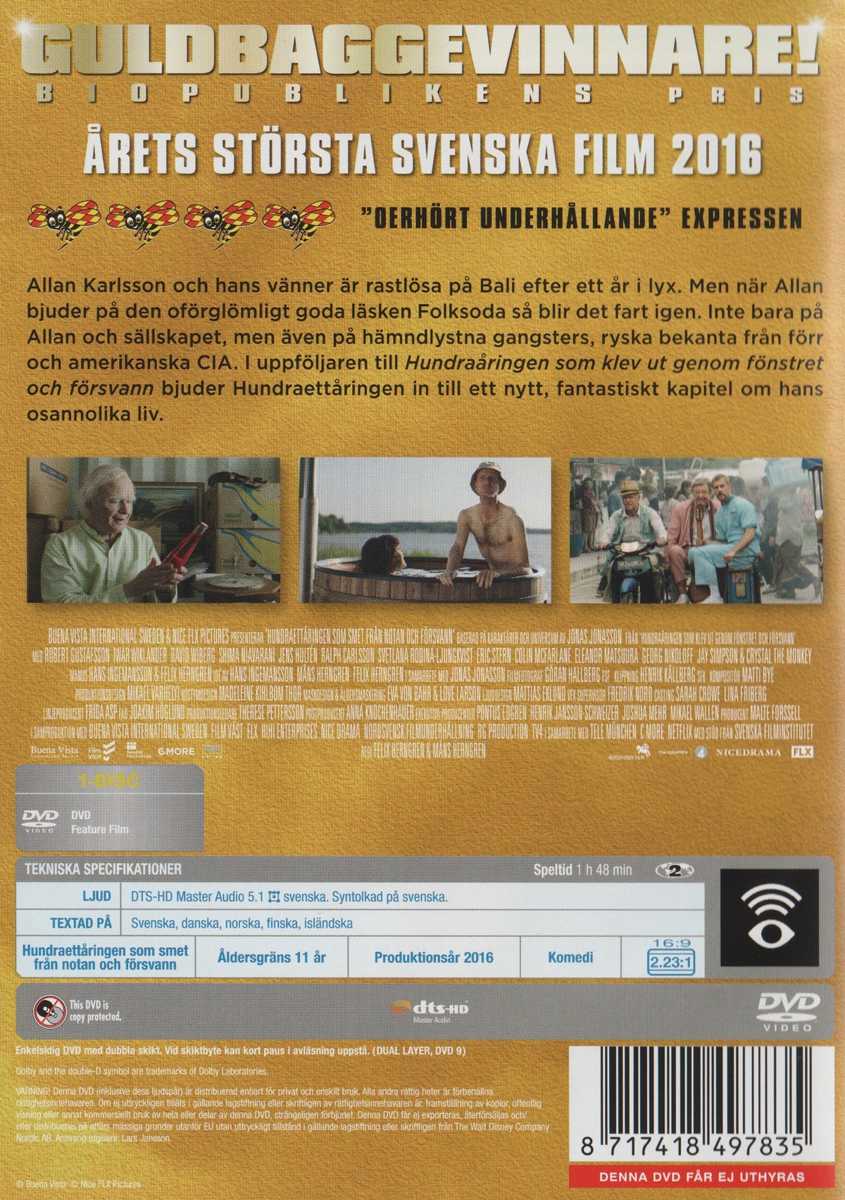 Hundraettåringen Som Smet Från Notan Och Försvann (2016) DVD