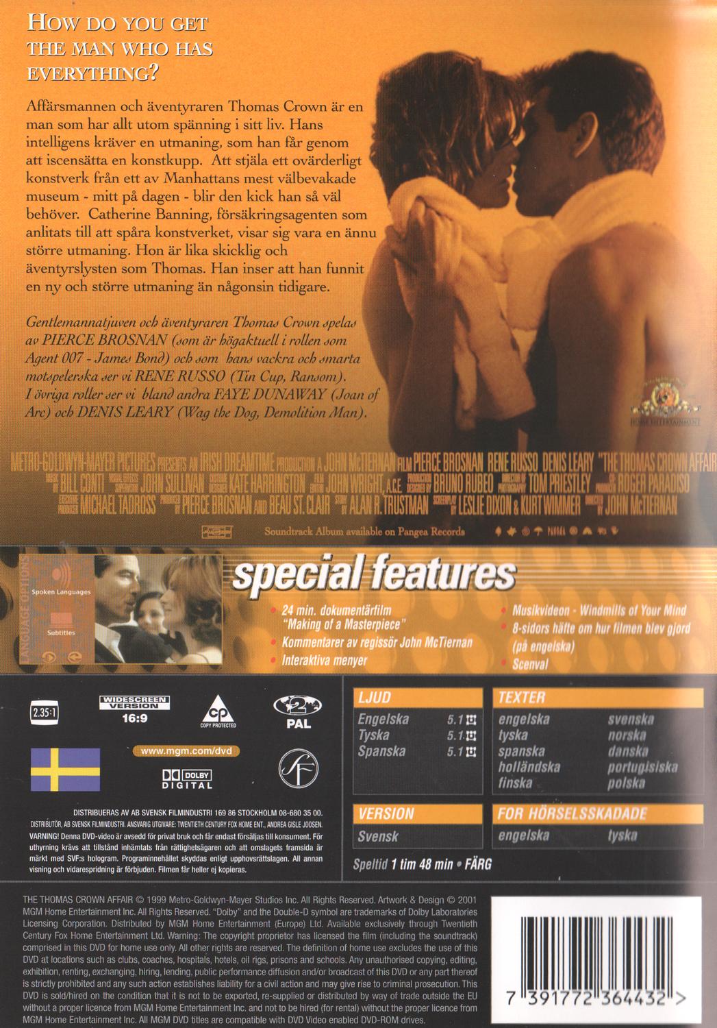 The Thomas Crown Affair (1999) DVD