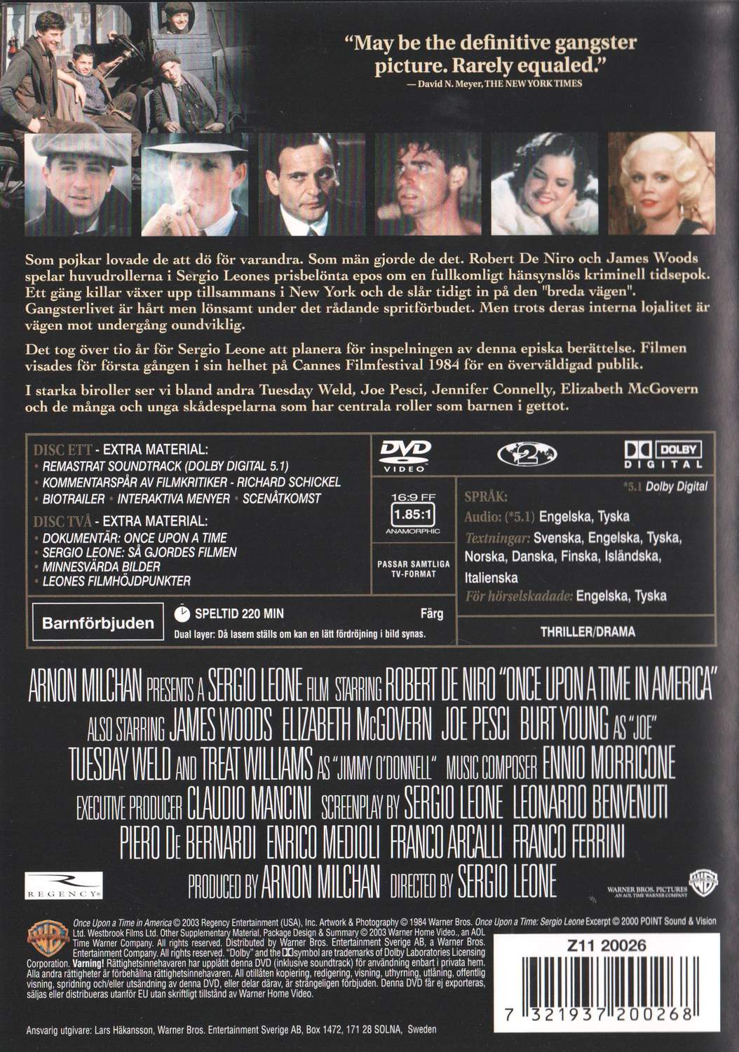 Once Upon a Time in America (1984) DVD