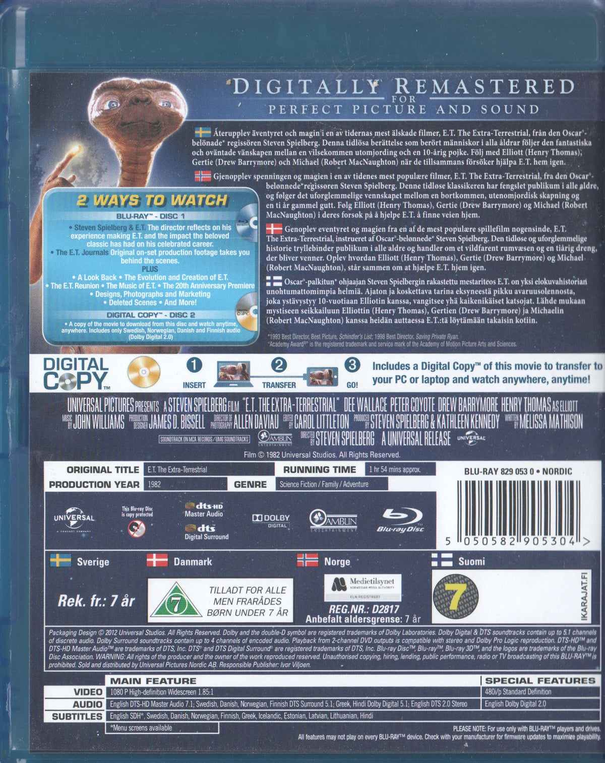 E.T. The Extra-Terrestrial (1982) Blu-ray, Anniversary Edition