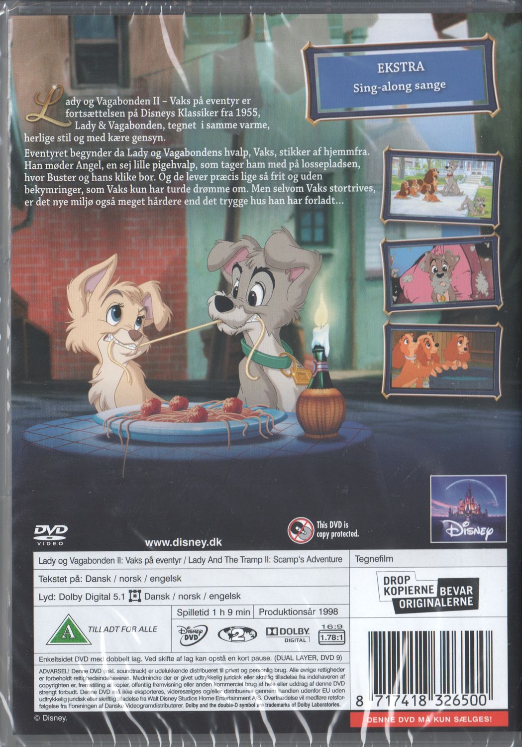 Lady and the Tramp 2 Scamp's Adventure (1998) DVD, Danish Edition
