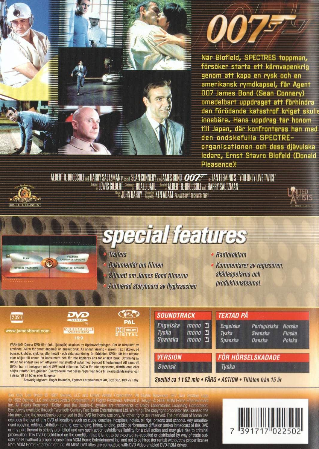 You Only Live Twice (1962) DVD, Special 007 Edition