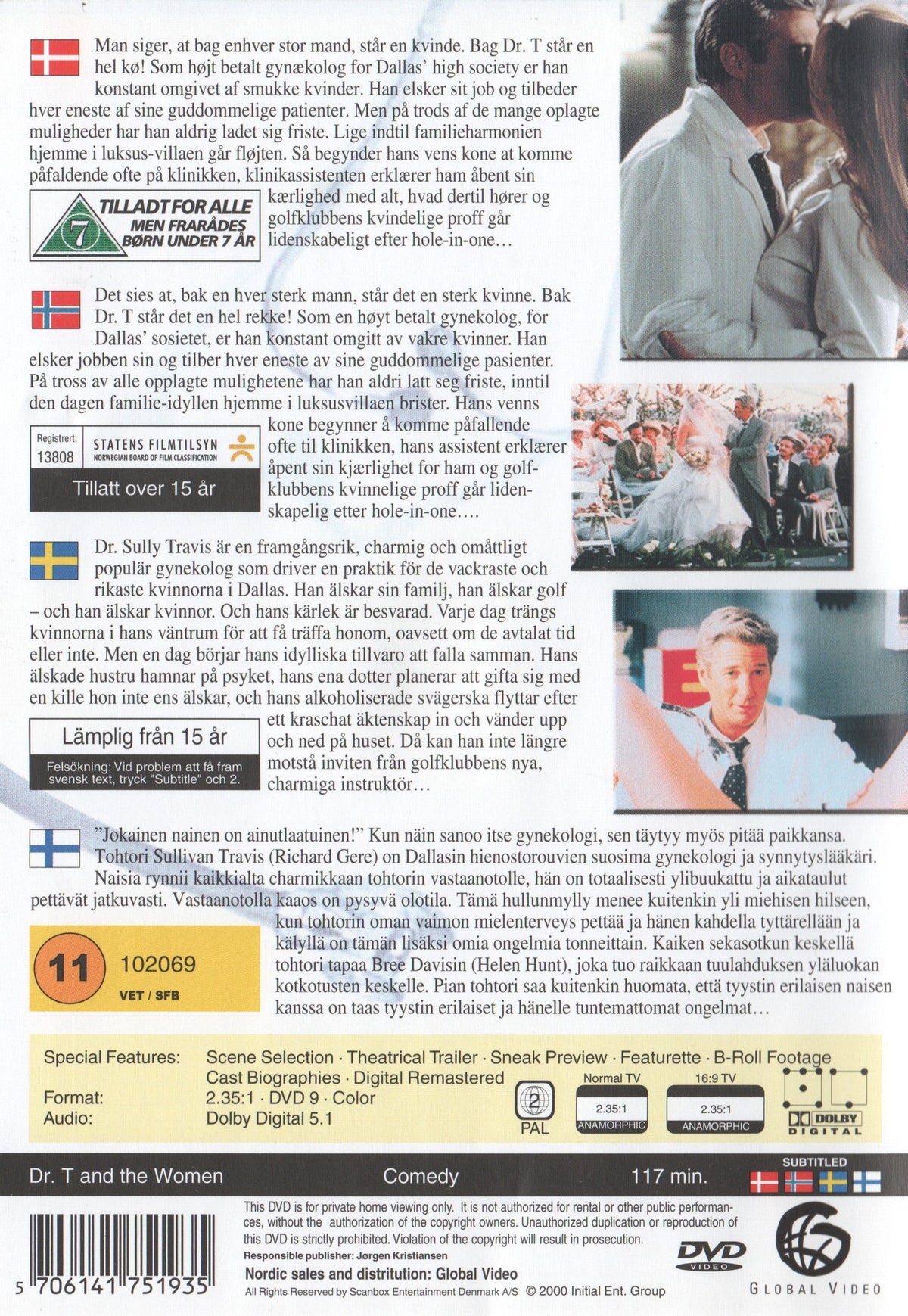 Dr. T & the Women (2000) DVD, Nordic Edition