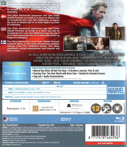 Thor The Dark World (2014) Blu-ray