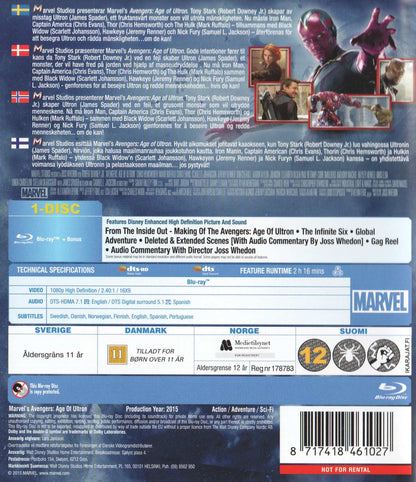 Avengers Age of Ultron (2015) Blu-ray