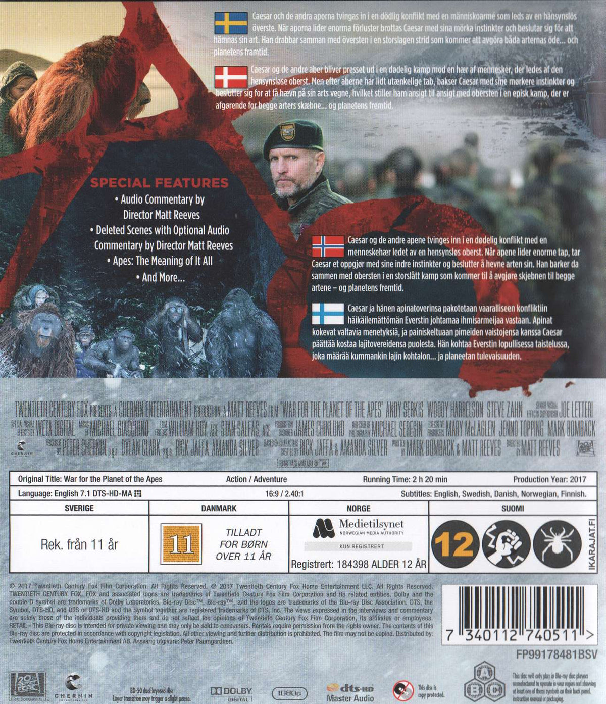 War for the Planet of the Apes (2017) Blu-ray