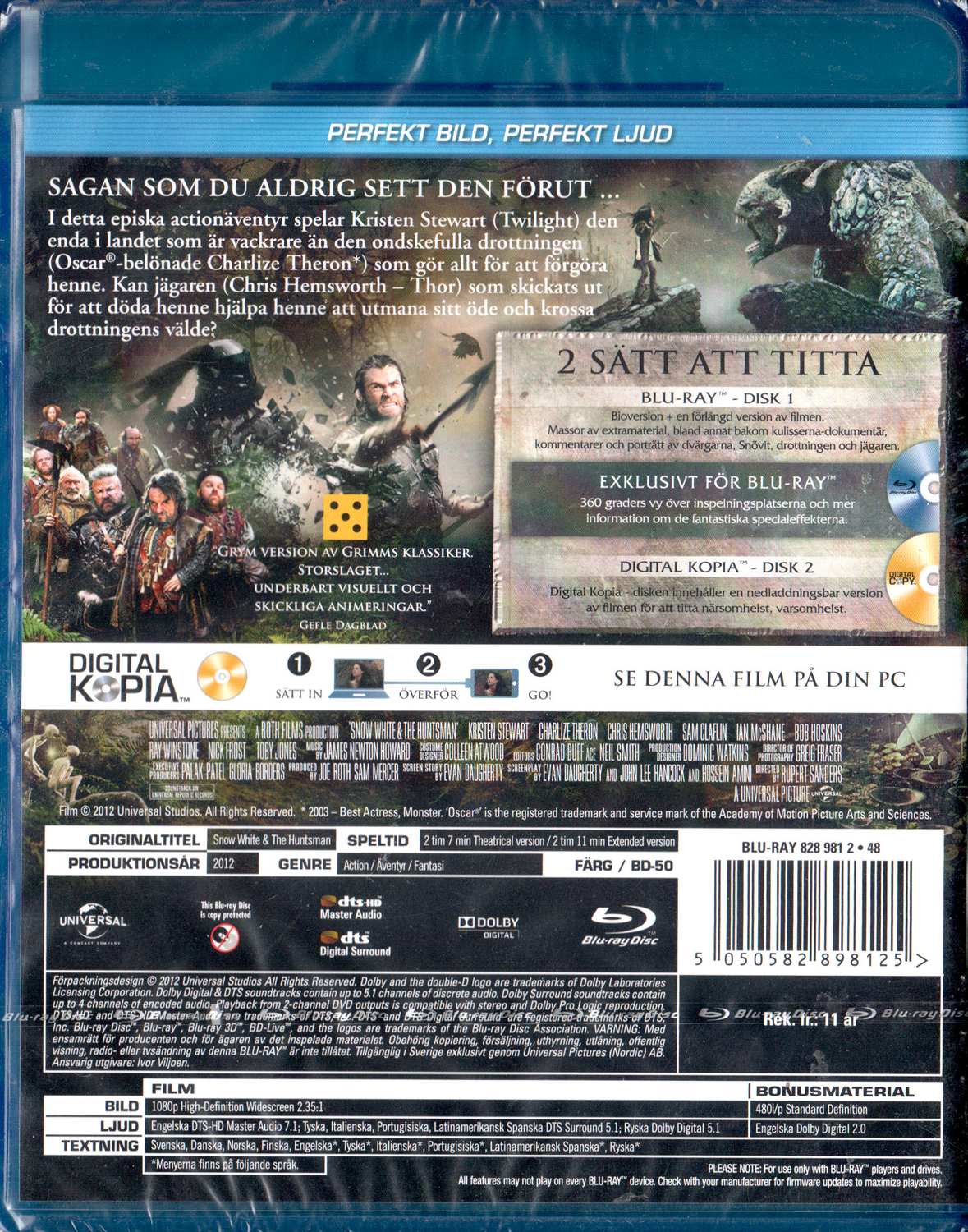 Snow White & the Huntsman (2012) Blu-ray, Extended Collector's Edition