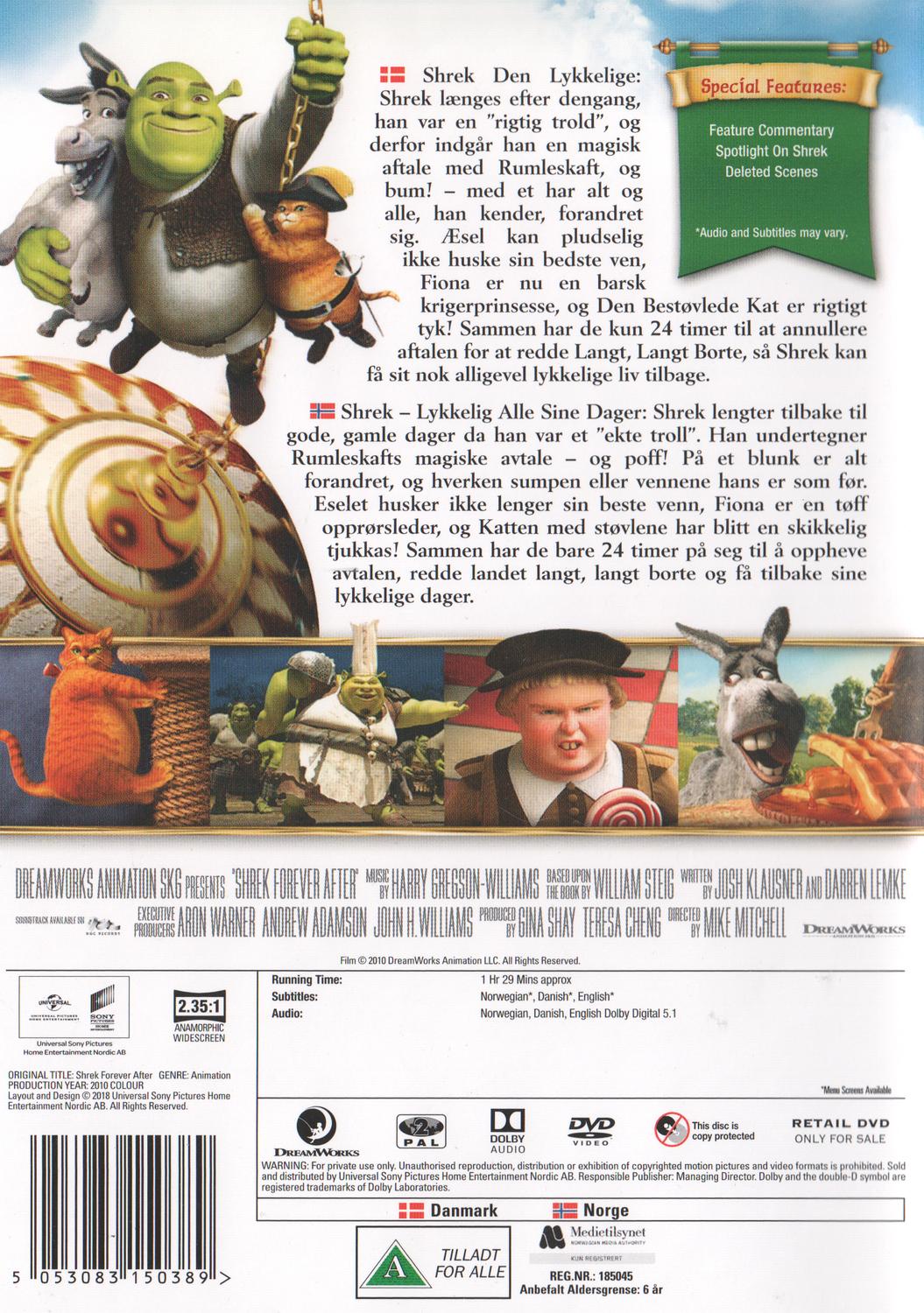 Shrek Forever After (2010) DVD, Danish & Norwegian Edition