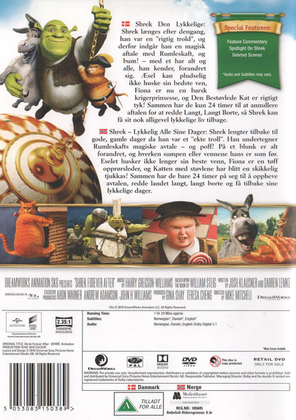Shrek Forever After (2010) DVD, Danish & Norwegian Edition